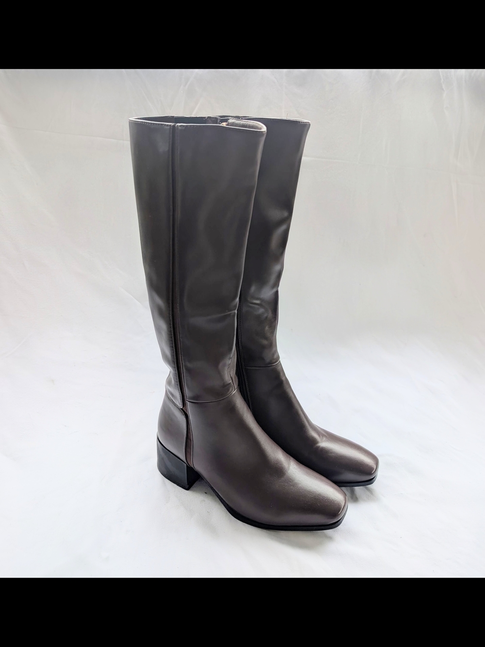Torgeis Tall Brown Leather Block Heel Boots